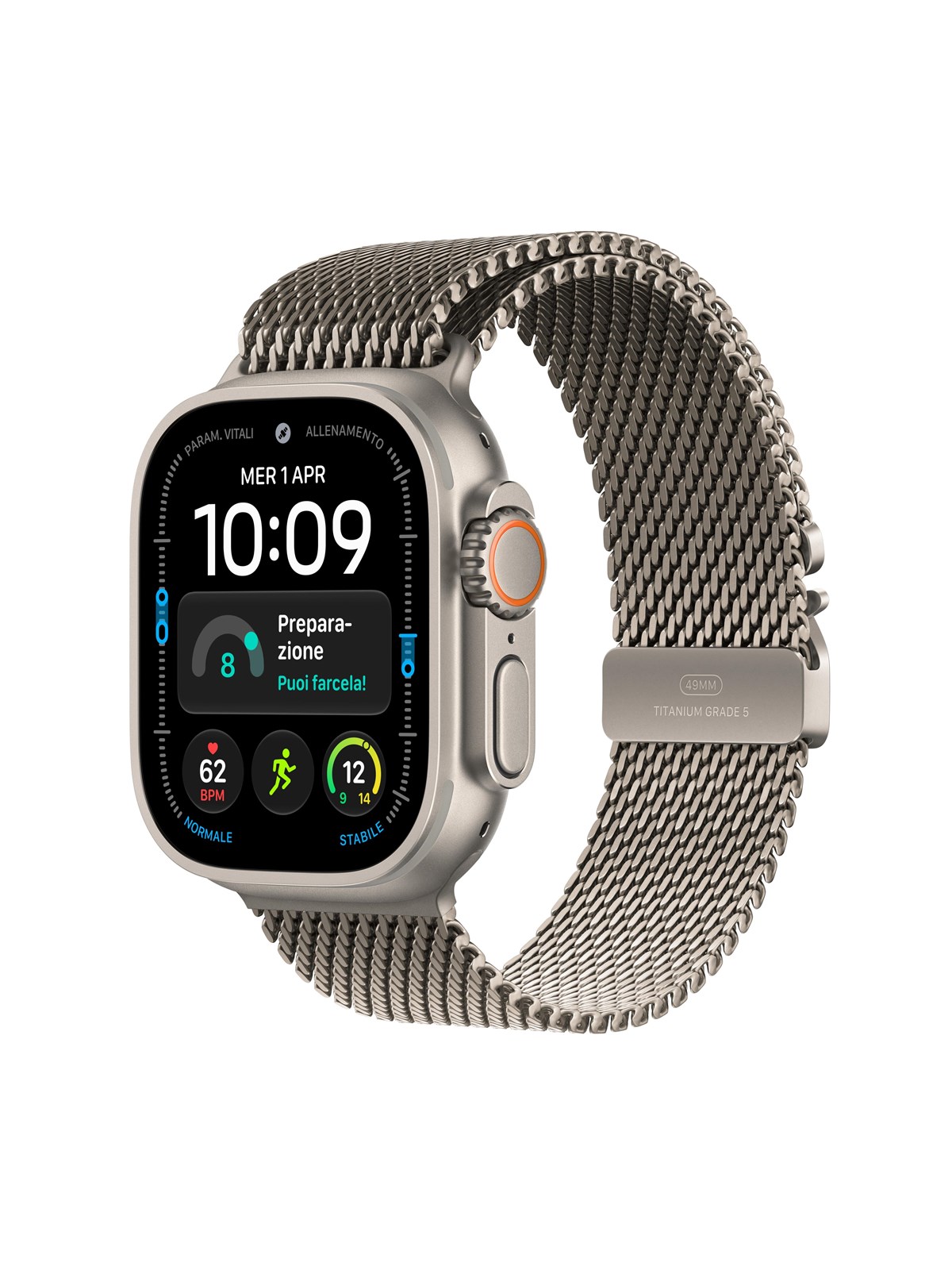 Apple Watch Ultra 4 GPS + Cellular 49mm Natural Titanium Case with Natural Titanium Milanese Loop - L