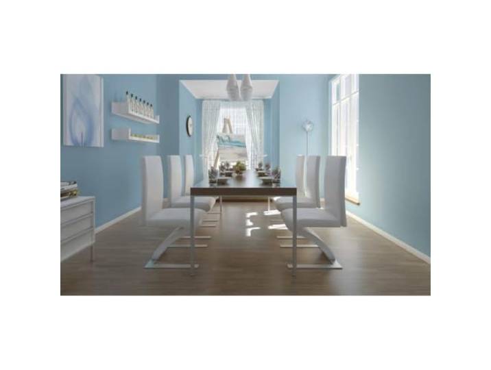 HKLGBVCR Essstühle aus Kunstleder, Weiß, 6 Stück Modernes Design, Zickzack-Form, ergonomischer Sitz, Esszimmer, Küche, weißes Kunstleder