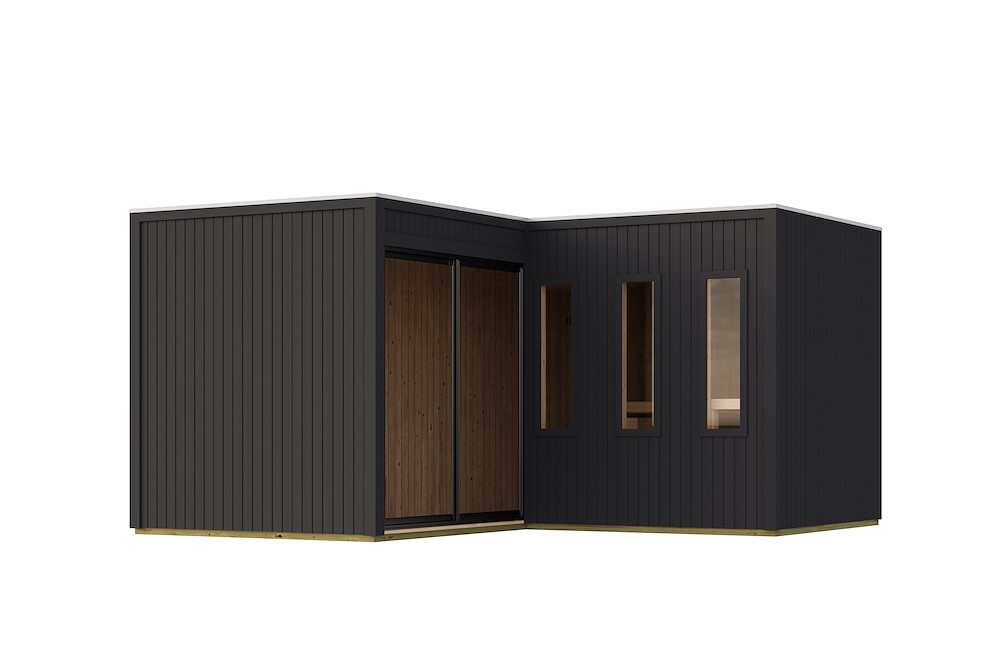 KARIBUHOLZT Sauna Paradise 9 KW ext. Strg schwarz m.Schiebetür 16989866