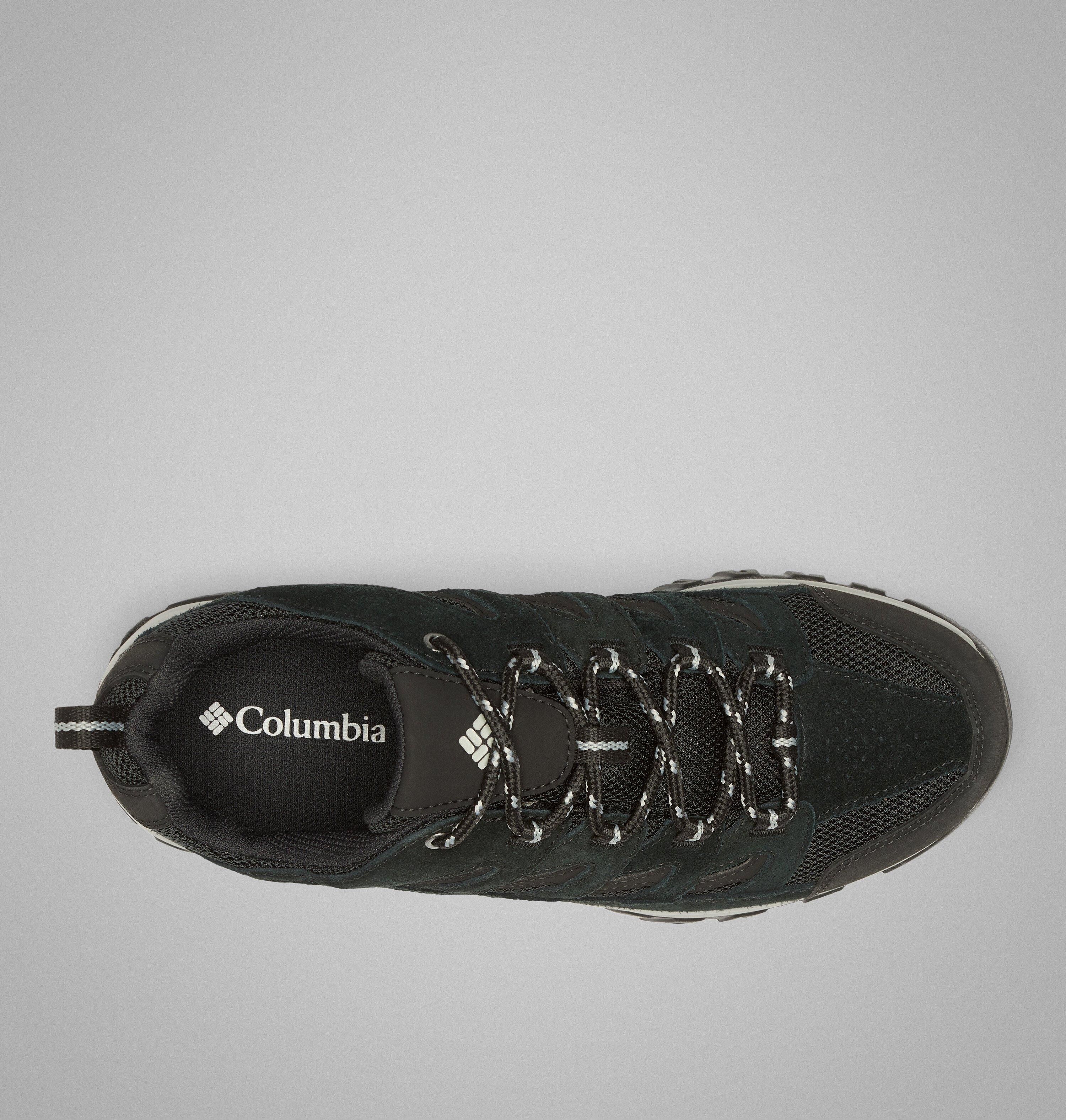 Wanderschuh COLUMBIA "CRESTWOOD™ WATERPROOF", Herren, Gr. 44,5, schwarz (schwarz, columbia grau), Leder, Synthetik, Textil, Schuhe Wanderschuh, profilierte Laufsohle aus Gummi, wasserdichtes Obermaterial schwarz, columbia grau 44,5