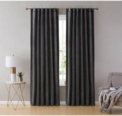 HLC.me Lopez Velvet Back Tab Rod Pocket Window Treatment Curtain Panels Bedroom & Living Room - Set of 2