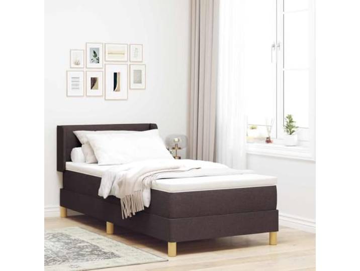 Modernes Design Stabilität Massivholz Kiefer 190 x 90 cm Braun Boxspringbett mit Matratze Dunkelbraun 190x90 cm Polsterbett mit Kopfteil Lattenrost Komfort Schlafzimmer Möbel