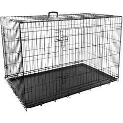 Karlie Drahtkäfig schwarz zwei Eingänge 120x76x82cm (Hund, Faltbar), Tiertransport