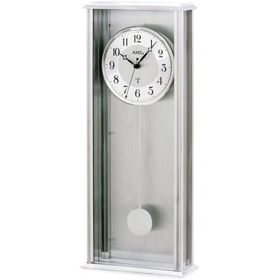 Funk-Pendelwanduhr AMS, grau (messingfarben), Wanduhren, B/H/L: 21cm x 8cm x 50cm, Quarzuhr, Wanduhr, Wohnzimmer, Esszimmer, Arbeitszimmer