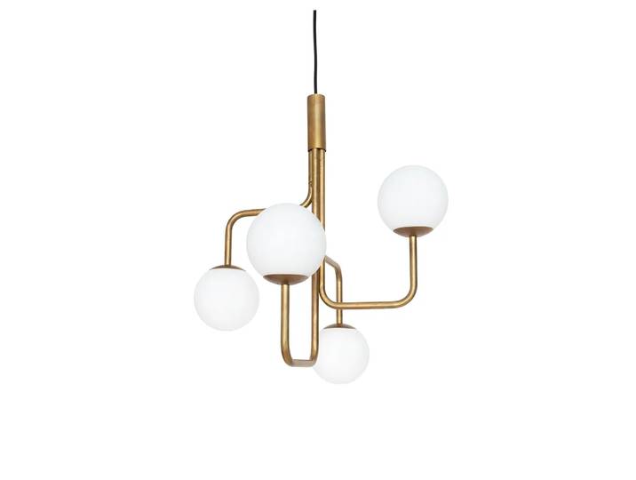 Konsthantverk Strapatz hanglamp globe Ø57,5 cm Ruwe messing-opaal