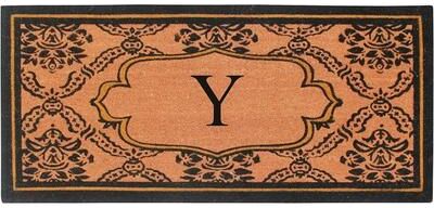 "A1 Home Collections Uriel Treated Coir Monogrammed Entry Double Door Mat 30""x 60"""
