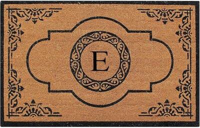 A1 Home Collections Natural Coir and PVC backing Monogram Doormat Outdoor Front Door Mat