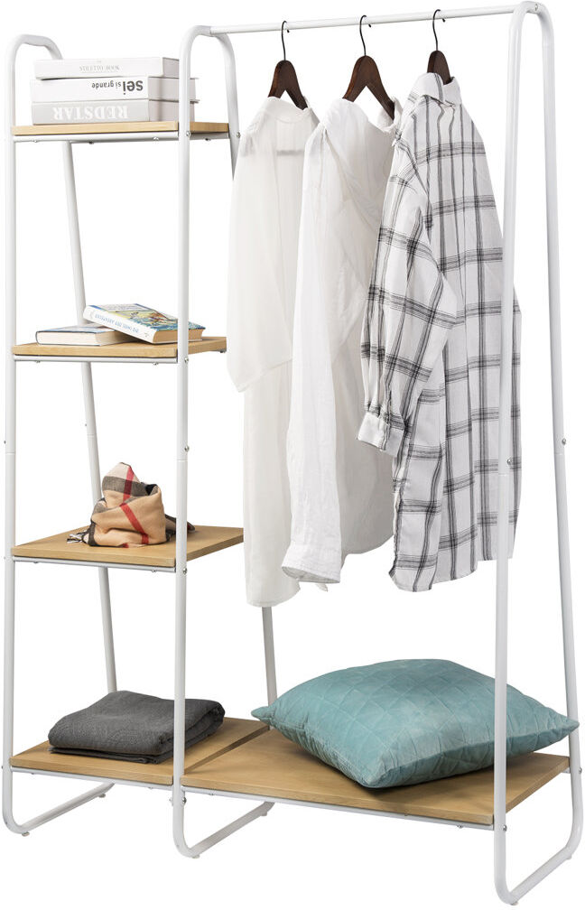 Wayfair Basics™ Bouknight 102cm Industrial Pipe Clothing Rack White/Light Oak 60cm L