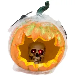 EUROPALMS Halloween Kürbis im Spinnennetz, 25cm
