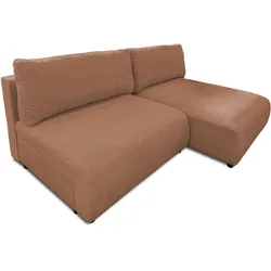 ECKSOFA Sora mit Schlaffunktion, Bettkasten und extra tiefer Komfortzone aus hochwertigem Terrakotta Strukturstoff