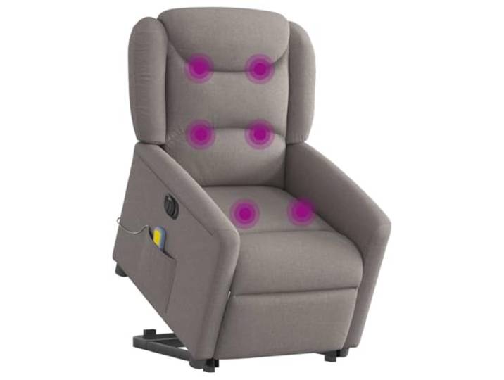 vidaXL Elektrischer Massagesessel mit Aufstehhilfe Taupe Stoff