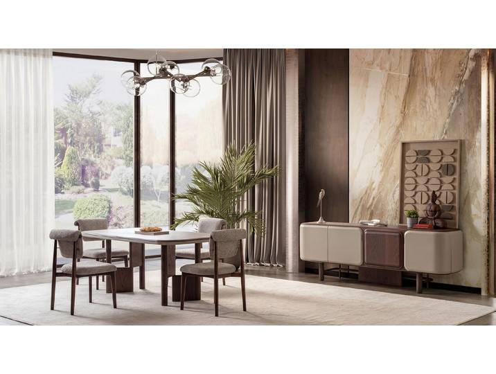 JVmoebel Essgruppe Elegante Esszimmermöbel mit Esstisch und Design-Sideboard, (6-tlg), Made in Europa