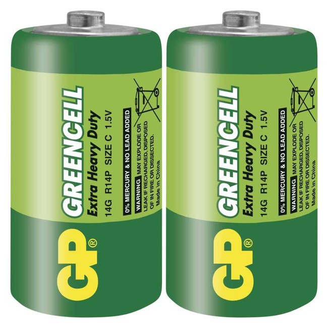 GP Batteries Greencell C Wegwerpbatterijen Type C Zinkchloride 1,5V 2 stuks Groen
