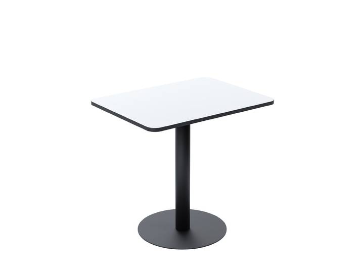 Paperflow Table de restauration rectangulaire Mezzo 60 x 80 cm - Plateau stratifié Blanc - Pied central en acier Noir