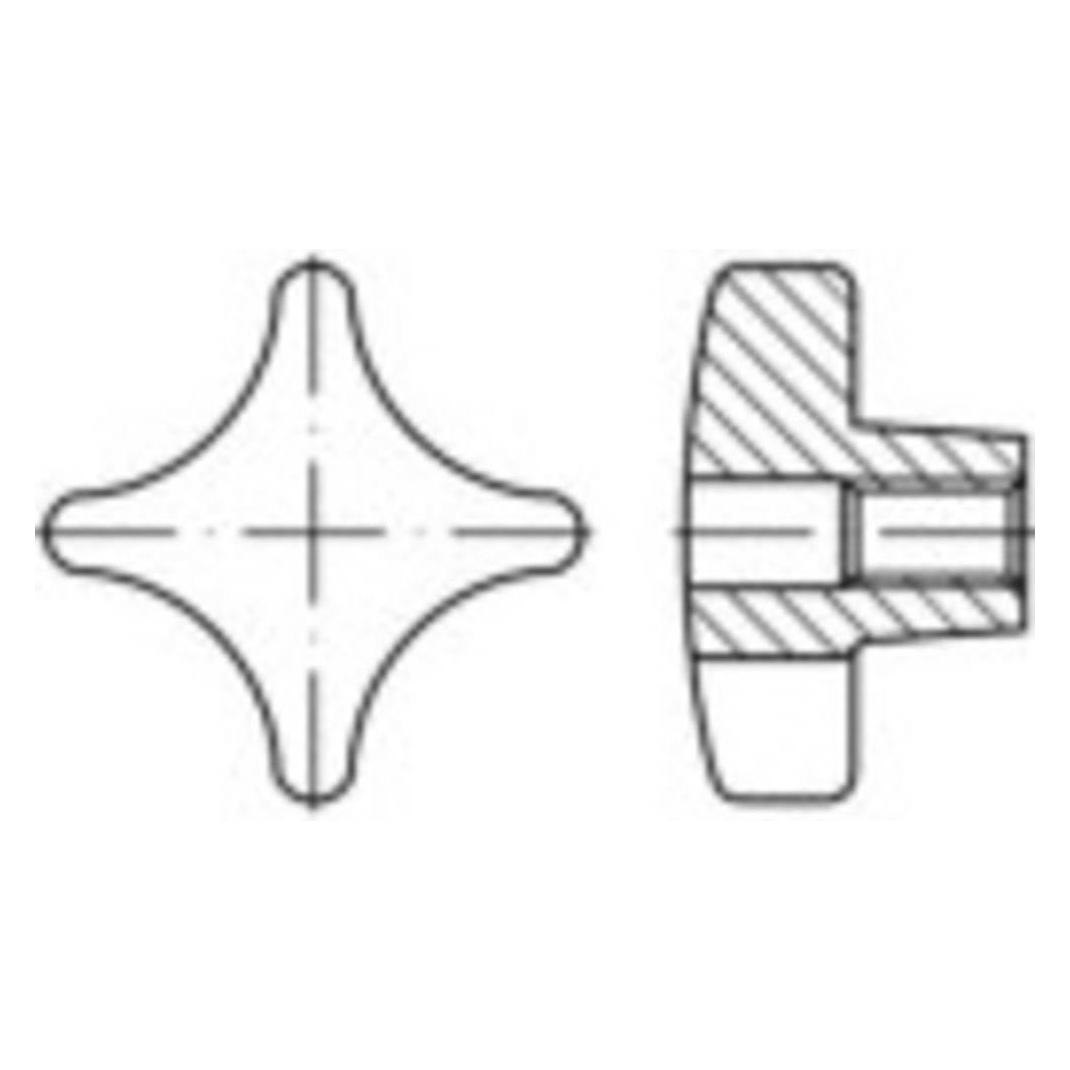 Toolcraft Kreuzgriffe DIN 6335 6 mm Grau (10 Stk.) (138242)