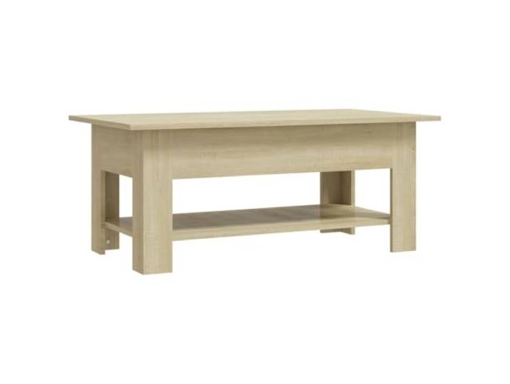 Couchtisch Sonoma Eiche 102x55x42 Holzwerkstoff Couchtisch, Snack- und Getränkeplatte, unteres Regal für Zeitschriften, zweistöckiges Design, Sonoma-Eiche