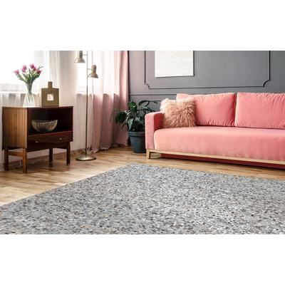 Arte Espina "Finish 100" rechteckig 5 mm Höhe natürlicher Lederteppich,mit glänzender Metallic-Farbe,Rücken aus Filz