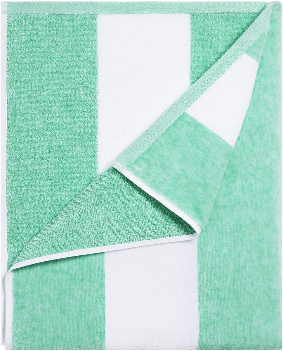 Oversized Strandlaken Grote Badhanddoek Groen Gestreept 183 x 91 cm