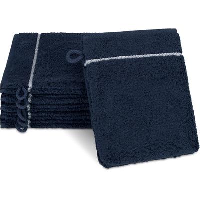 Waschhandschuh ROSS "Überkaro 9032", blau (nachtblau, weiß), B:12cm L:20cm, Frottier, Frottier, Handtücher, 100% Baumwolle, made in Germany