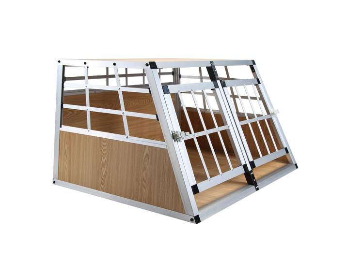 Hundebox Doppelbox Alu S hellbraun