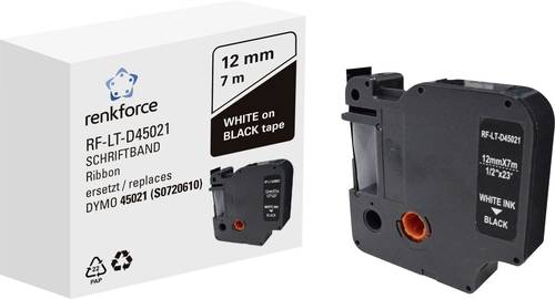 Renkforce RF-LT-D45021 Kompatibel ersetzt DYMO D1 - 45021 12mm Bandfarbe: Schwarz Schriftfarbe: Weiß 7m