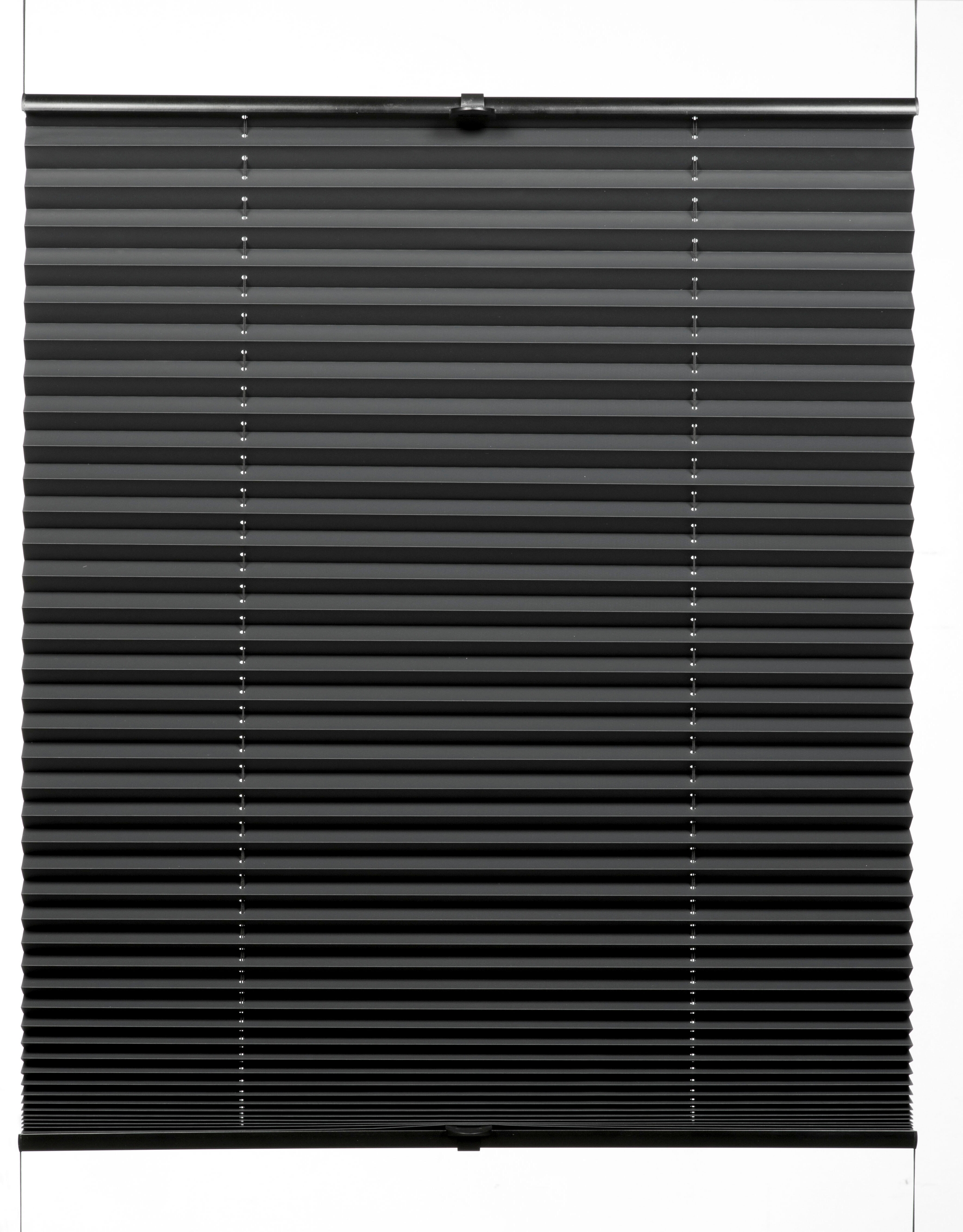 Plissee GARDINIA "Concept Thermo, mit Bohren, energiesparend, Innovative Technick", schwarz, B:70cm H:130cm, Obermaterial: 100% Polyester, Plissees, Plissee, verschraubt, Innovative Träger- und Montagetechnik schwarz 130cm, zweiseitig verschiebbar, 70cm