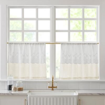 "Lush Decor Brigitte Embroidery Eyelet Scalloped Edge Kitchen Tiers - 29"" x 24"""