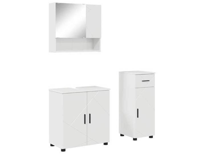 NEW Meuble stockage - vidaxL - Ensemble de mobilier de salle de bain 3 pc Blanc brillant - Meuble de rangement 25476