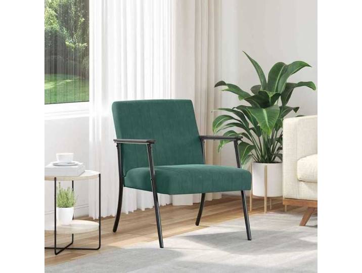 Chaise simple - élégant - fauteuil Vert foncé Velours_6954