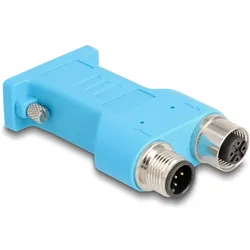 Delock D-Sub 9 Buchse zu M12 Stecker und Buchse 5 Pin A-kodi, Elektronikkabel + Stecker, Blau