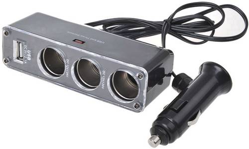 IWH 019014 Zigarettenanzünder-Verteiler Anzahl Zigarettenkupplungen 3 x Schnittstellen: USB 1 x