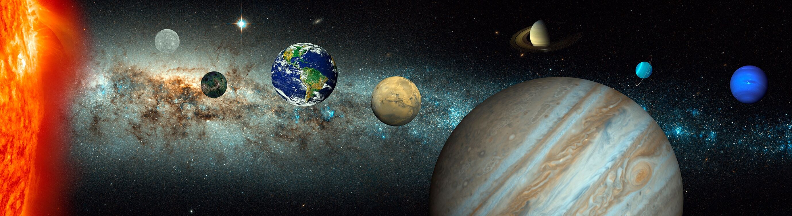 Fototapete PAPERMOON "Solar System Panorama", bunt, B:3,5m L:1m, Vlies, Tapeten, Fototapete bunt B/L: 3,5m x 1m