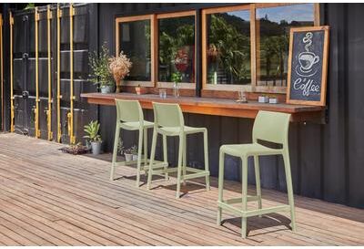 SET OF 2 SENSILLA OUTDOOR STACKABLE COUNTER STOOLS by Polder in Wasabi Green