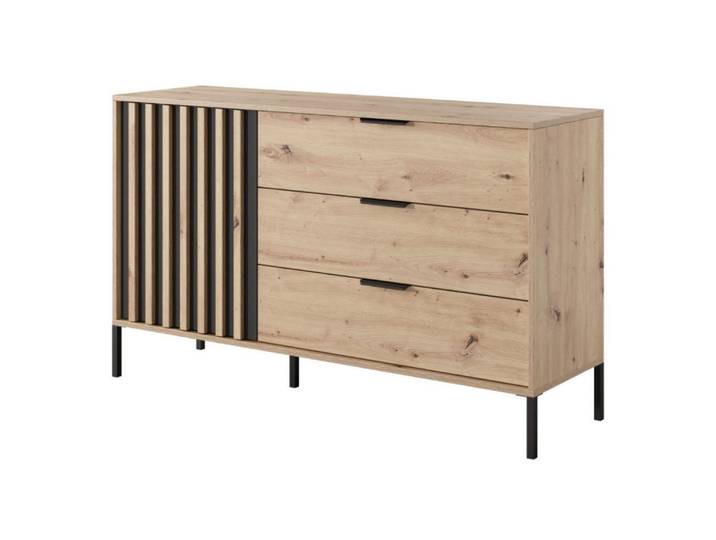 Sepro Meble Kommode Schwarz Alli Mit Lamellen Auf Hohen Beinen, Braun, 137.3x81.4x39.5 cm, Kleinmöbel, Kommoden, Sideboards