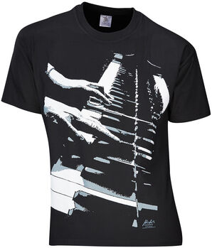 Rock You T-Shirt Piano Hands Lizenz L Schwarz