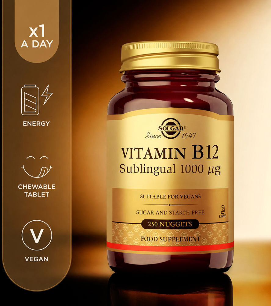 Solgar Vitamina B12 1000 mcg. Cianocobalamina cápsulas mastic 250 u