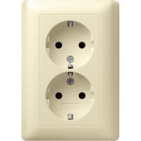 Schutzkontakt Doppelsteckdose CEE 7/3 Typ F mit Vollplatte glänzend Standard 55 weiß, Retail