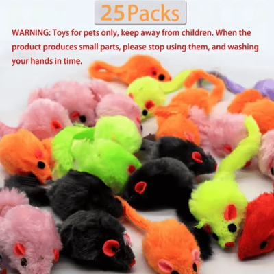 Inspire Curations TinyHunter Plush Mouse Cat Toys 25 Piece Interactive Play Set 25packs