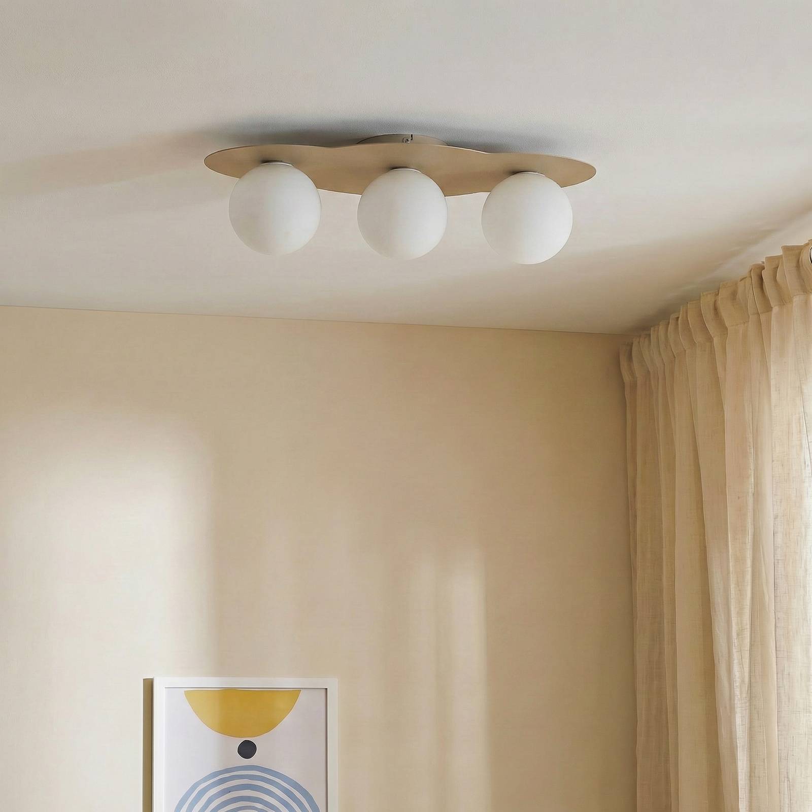 Deckenlampe Cloud TK Lighting, dimmbar, creme / amber, für Kinderzimmer, Glas, Deckenlampe