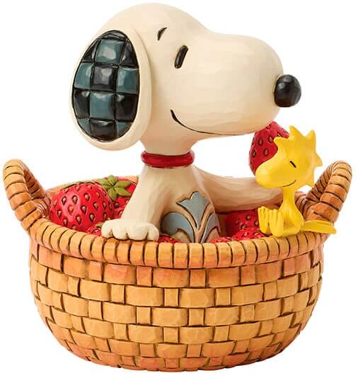 Peanuts by Jim Shore Snoopy & Woodstock in Basket of Strawberries Figurine