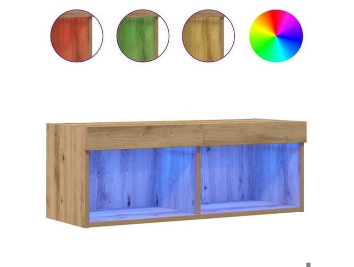 Lot de 2 Meuble TV élégant - ECOHOME - bois d'ingénierie - chêne artisanal - 80 x 30 x 30 cm - 2 portes à charnières@402159