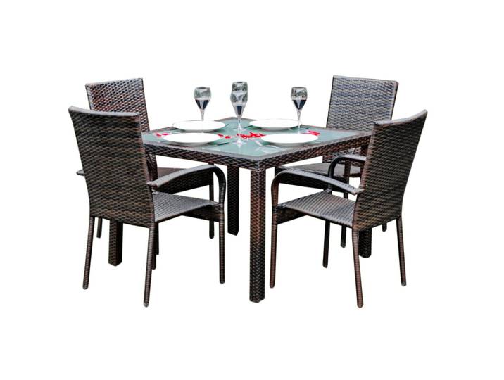 Ensemble table et chaises de jardin 4 personnes Rio Marron
