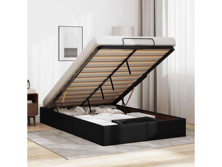 vidaXL Bettgestell vidaXL Ottoman-Bett ohne Matratze Schwarz 120x200 cm Kunstleder