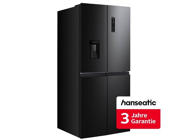 HANSEATIC Multi Door HCDC18080CWD , Energieeffizienz: C, silber (schwarz), Wasserspender, Kühlschränke, inkl. 3 Jahre Herstellergarantie, Multi Door
