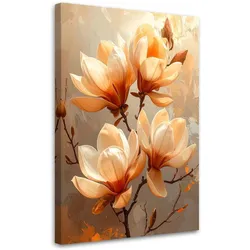 LEINWANDBILDER, Orangefarbene Magnolien in warmem Licht