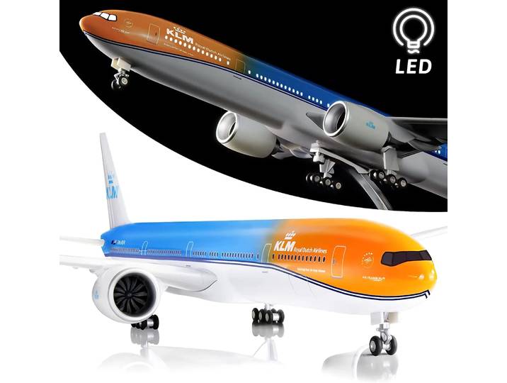 Avions série B777 47cm, avion en résine, échelle 1/160, Simulation d'avion Airbus avec lumière et roues, ornement de Collection