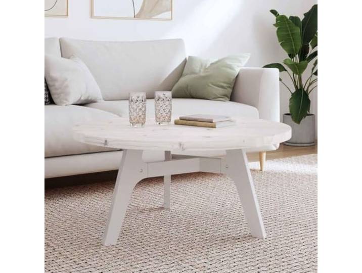 POUFGDR Tischplatte, rund, weiß, 90 cm, massives Kiefernholz Dicke 3 cm, stabil, für Esstisch oder Couchtisch, DIY
