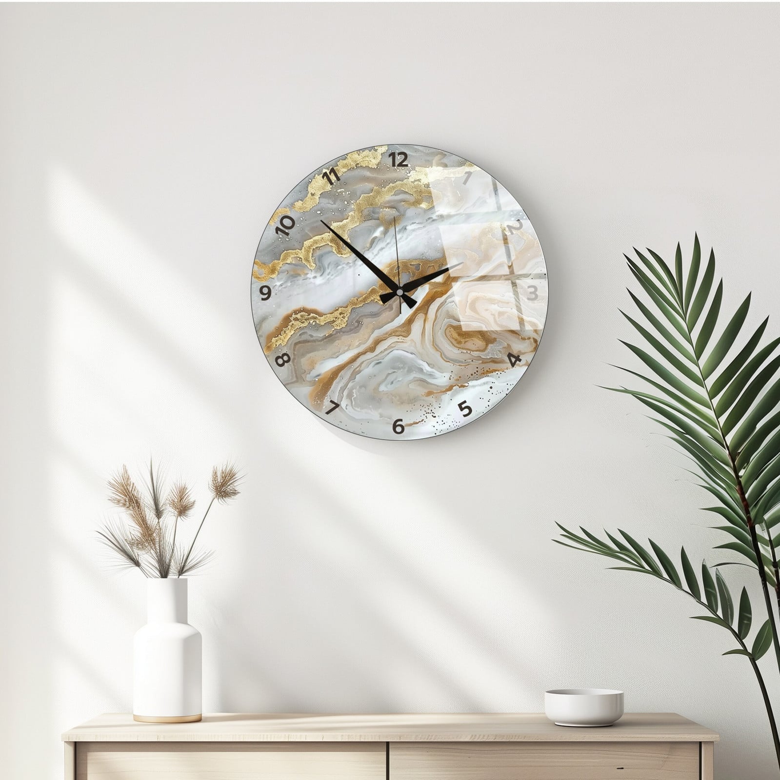 Opviq Huhu351 Decoratieve glazen wandklok, meerkleurig, B/D/H: 40 x 40 x 40 cm
