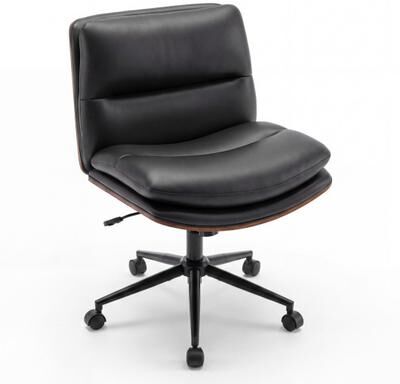 Costway Armless Office Chair with Curved Backrest and Padded Seat-Black
