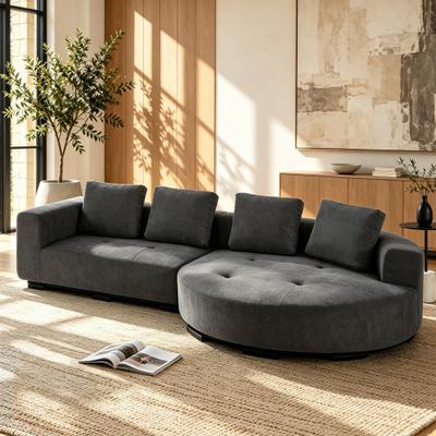 Lumibee Oversized Chenille Sectional Chaise Sofa Set with Loveseat & Large Circel Chaise